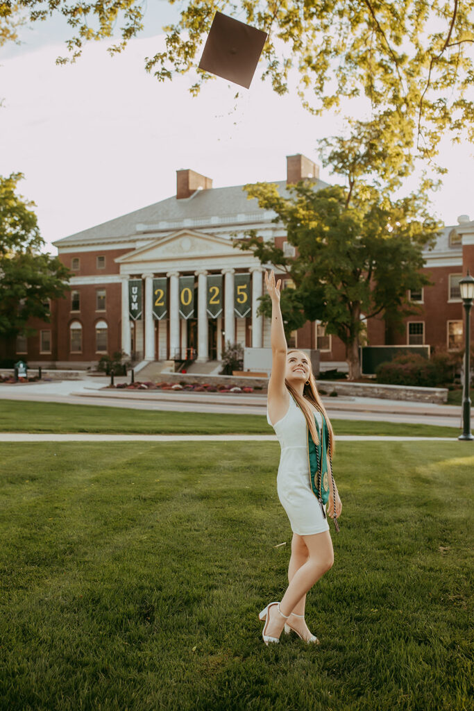 UVM senior photos on the University of Vermont campus
